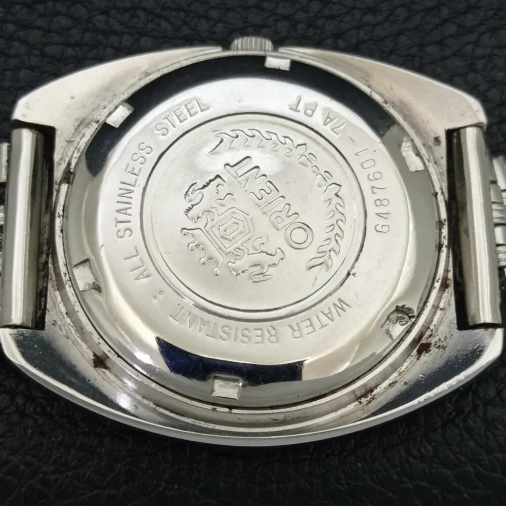 Vintage 1988 Orient Automatic Mens Silver Watch W/daydate & Gold accents